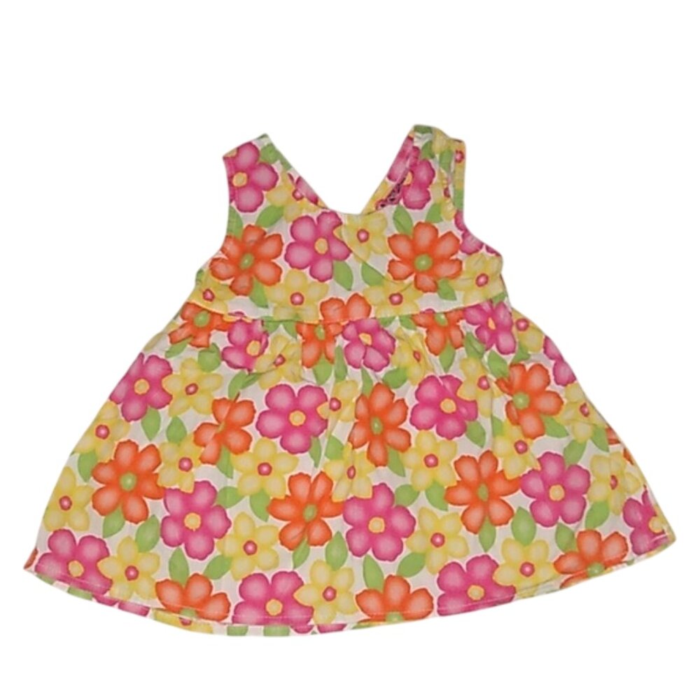 2 B REAL, FLORAL DRESS, COLOR: WHITE, ORANGE, PINK, YELLOW, GREEN, SIZE: 4